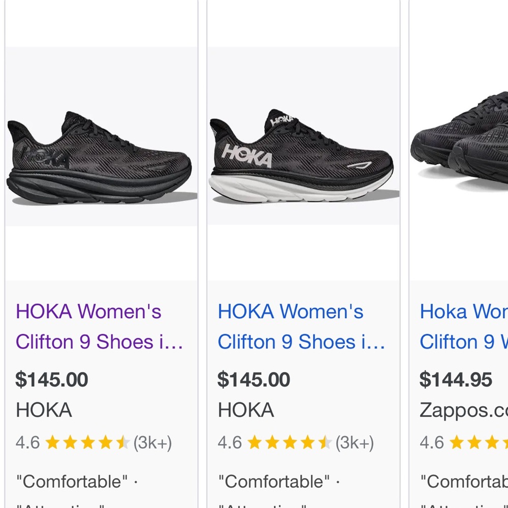 NWT Hoka Clifton 9 Women’s Running Shoes All Black Hoka one one NEW - Picture 14 of 14